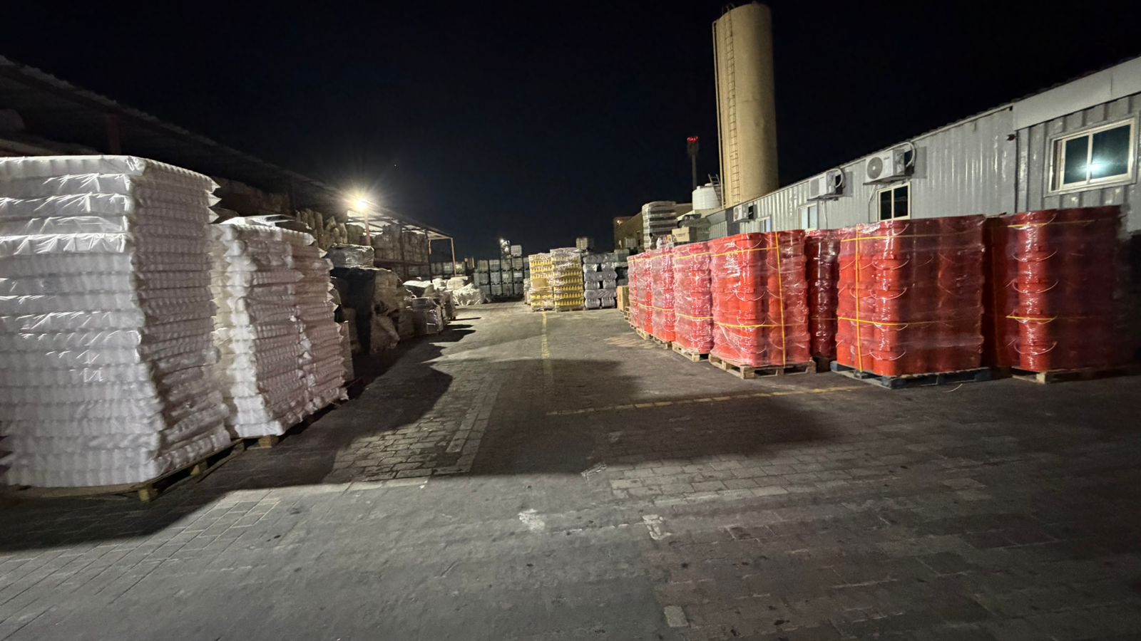 Premier Lubricants factory yard at night